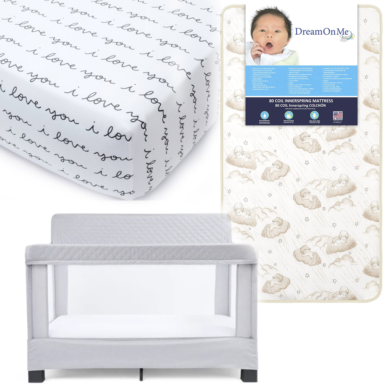 Full Size Mesh Crib Mattress and Sheets