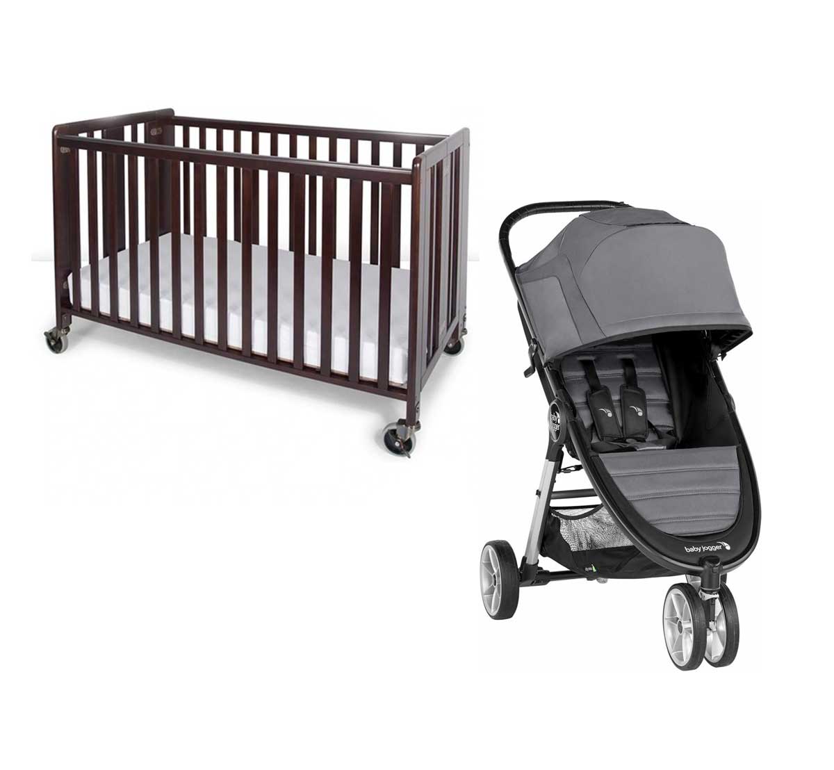 Compact Convenience Folding Crib with Mini Single Stroller Package