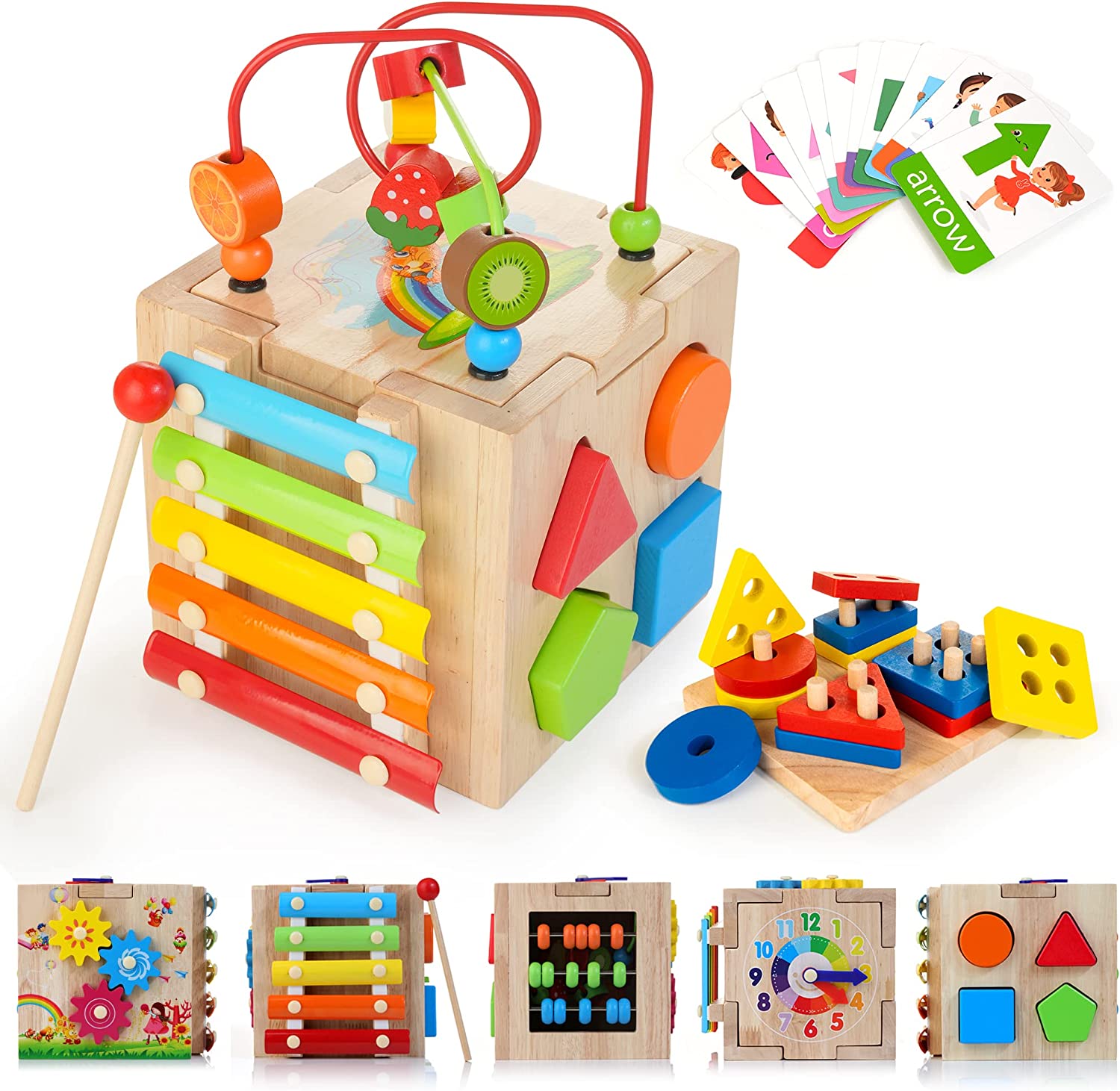 HELLOWOOD 8 in 1 Motor Activity Cube 