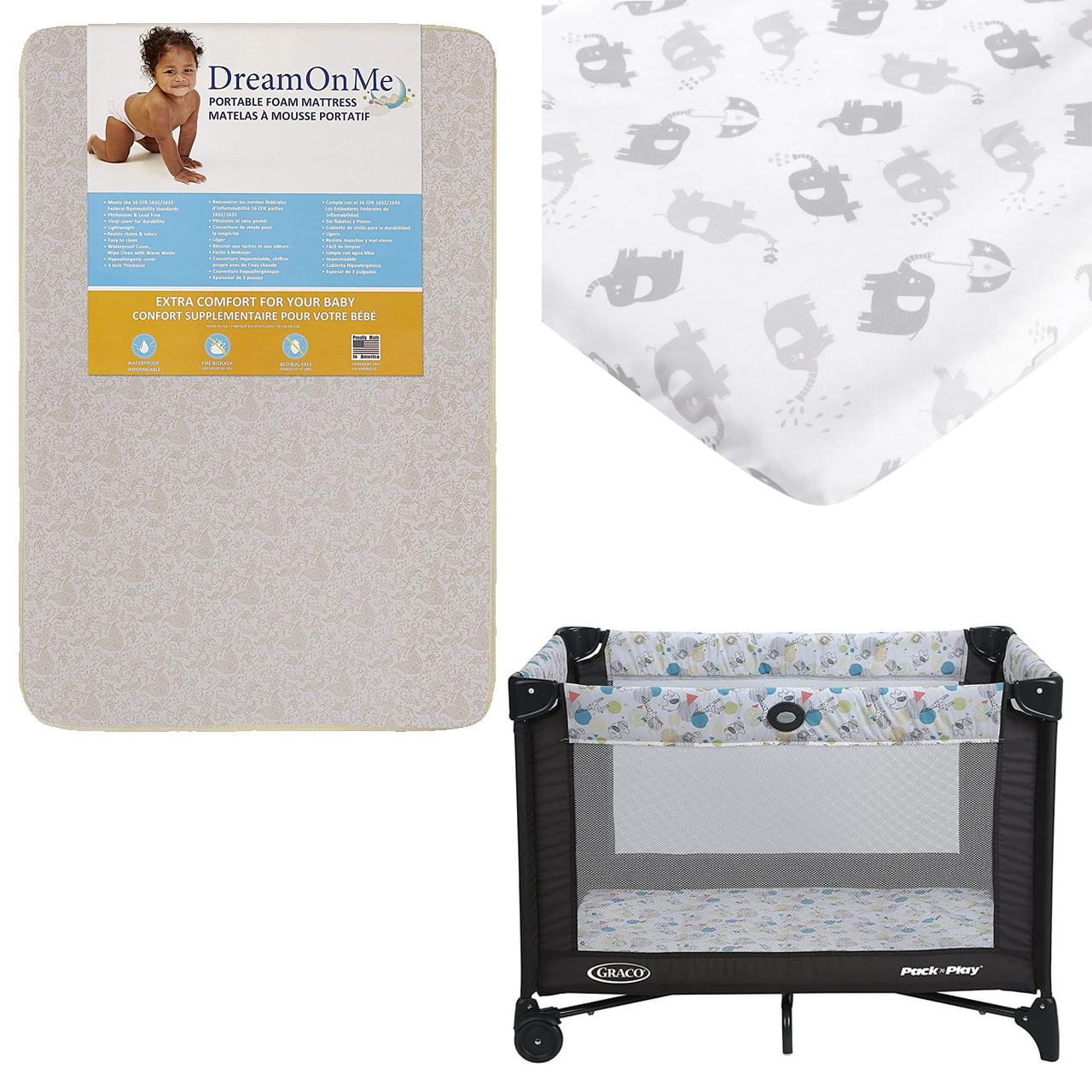 Package 4: Graco Pack 'n Play On the Go Travel Playard, Mattress, and Linens
