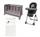 Package 3: Full Size Folding Crib, Organic Mattress and Linens with High Chair