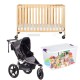 Full-Size Crib and Single Stroller with Engaging Toys for Your Baby