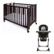 Package 1: Full Size Folding Crib, Mattress, Linens and High Chair