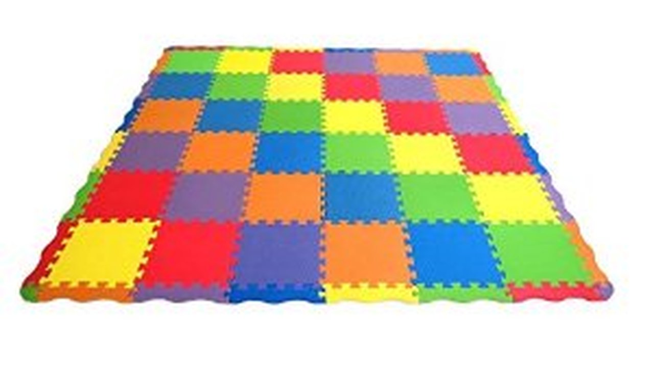 Edushape Edu-Tiles 25-Piece Solid Play Mat with Edges and Corners